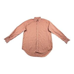 Austin Reed London Orange Blue Check Button Down Shirt Size‎ L 100% Cotton